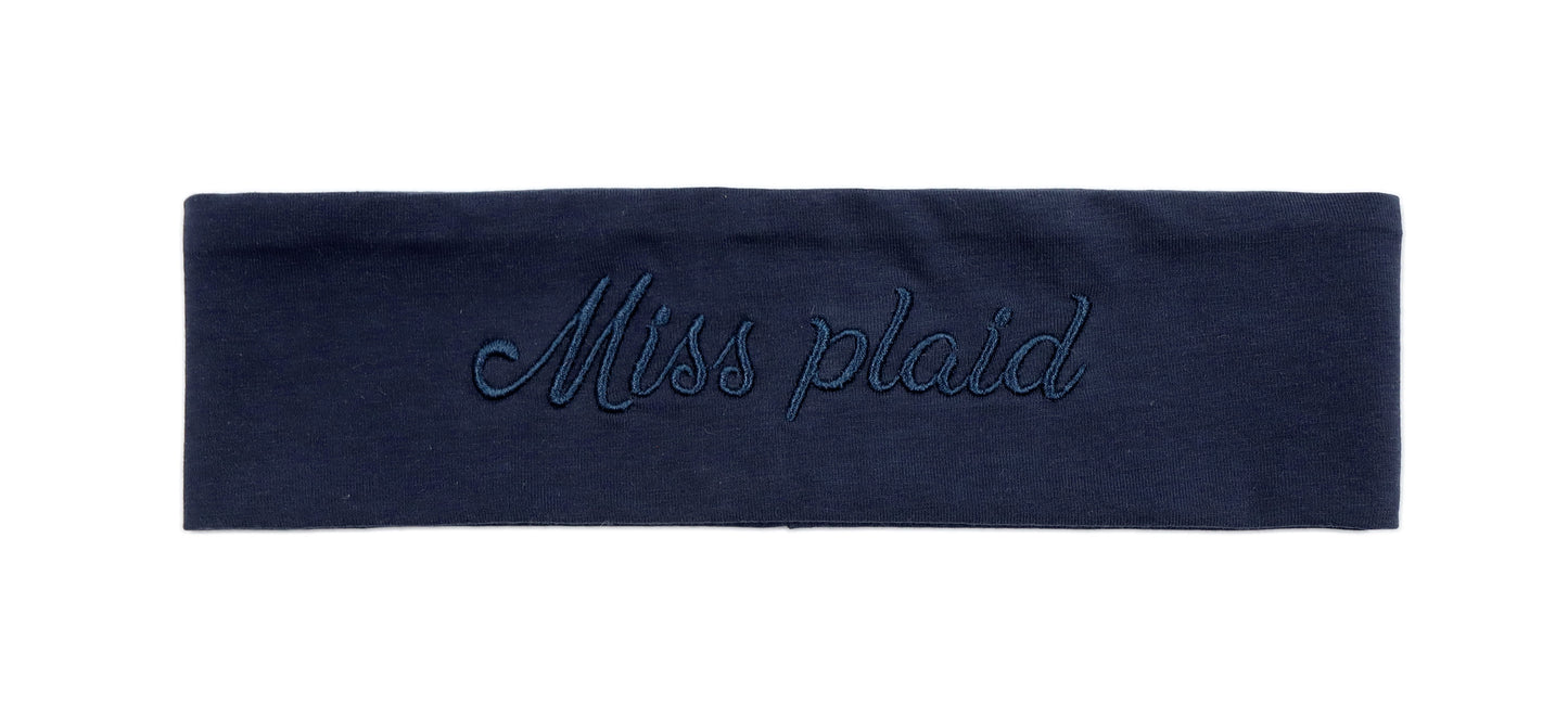 Navy Embroidered Sweatband