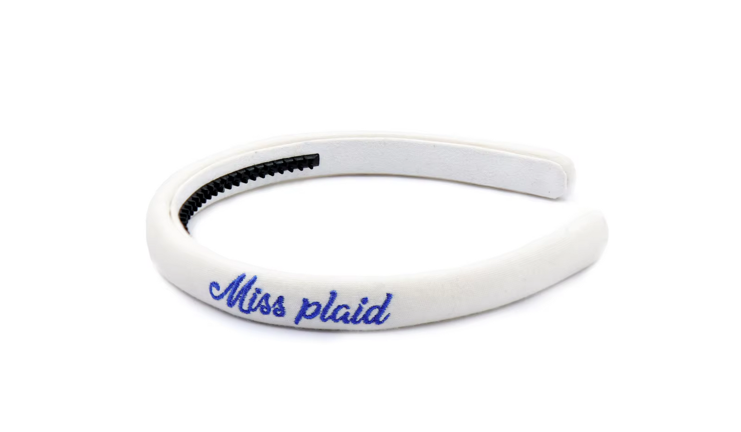 White/Cobalt Logo Embroidered Headband